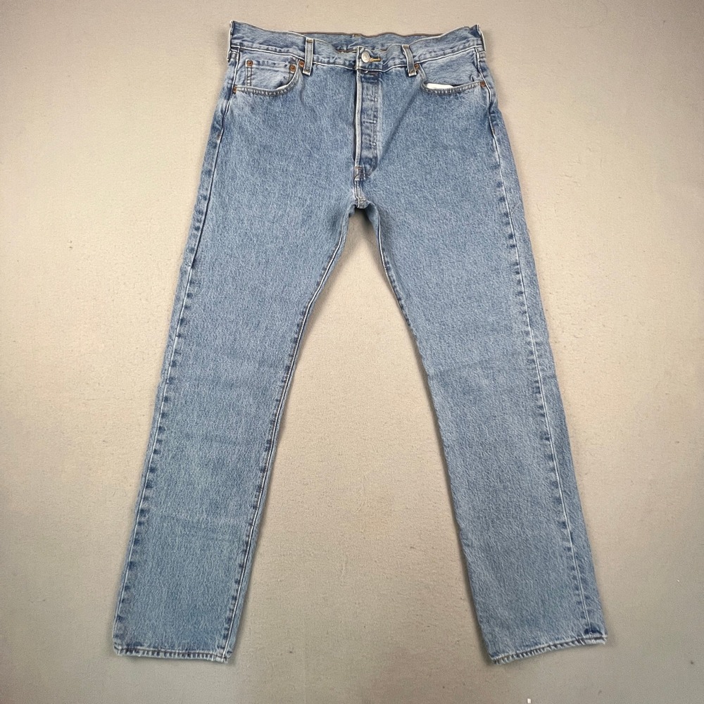 Levi's 501 Original Fit Jeans Mens 36x34 Light Wash Straight Leg Denim Classic